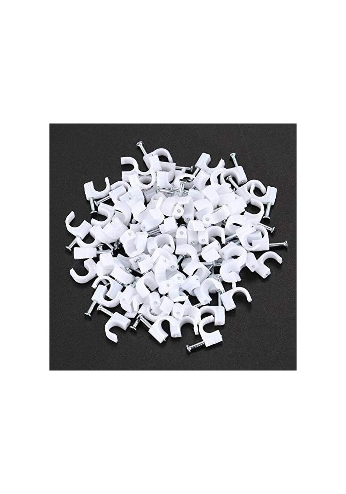 Duravel Electrical Cable Wire Round Clips with Steel Nails - White (Pack of 100) - Image 3